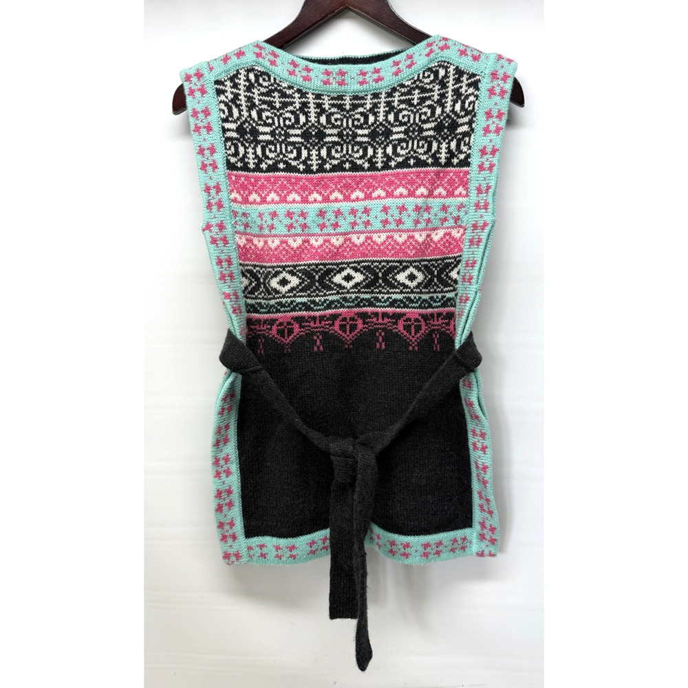 Vintage 60s 70s GOLDEN PEAR Womens Sweater Vest with Belt Size Medium